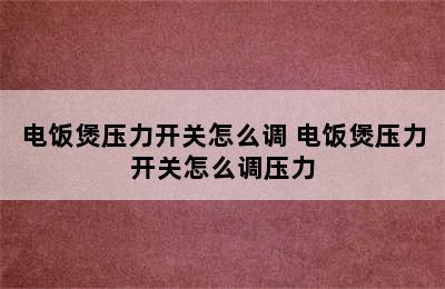 电饭煲压力开关怎么调 电饭煲压力开关怎么调压力